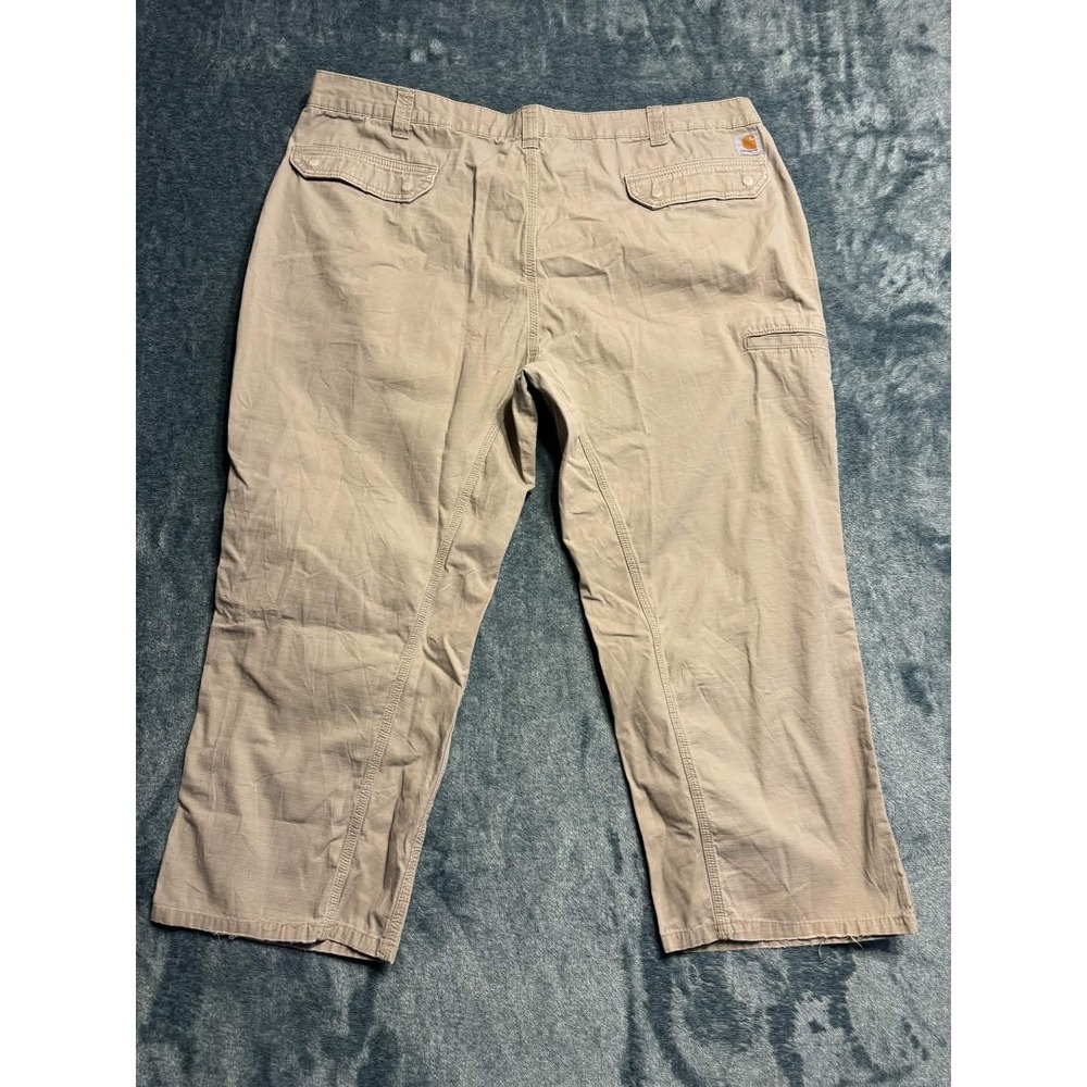 Carhartt 100274 Mens 46x30 Relaxed Fit Ripstop Cargo Work Pants Tan Khaki FLAW - Picture 2 of 8